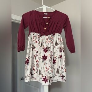 Winter dress for girls, burgundy winter dress